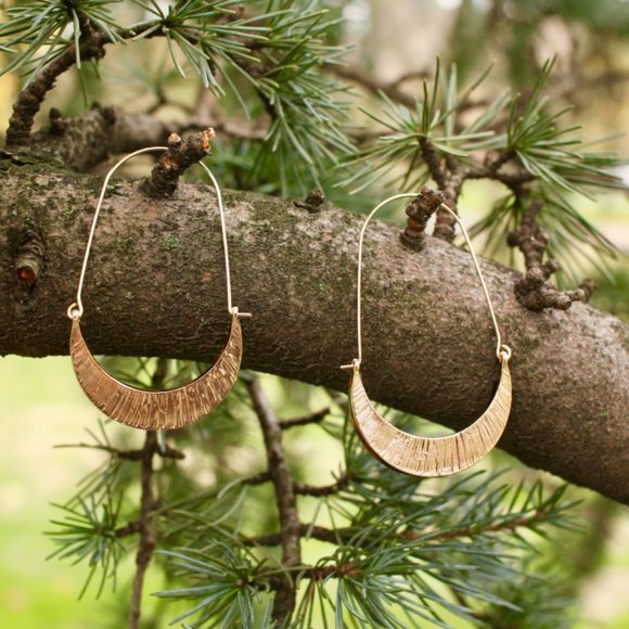 Anthro Leopard Acetate Gold Crescent Hoop Earrings - Picture 5 of 10